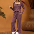 thumbnail image 1 of Delayuji Women's 2 Piece Set Loungewear Long Sleeve Mock Neck Tops and Wide Leg Pants Sets Casual Loose Fit 2 Piece Spring Outfits Outwear, 1 of 4