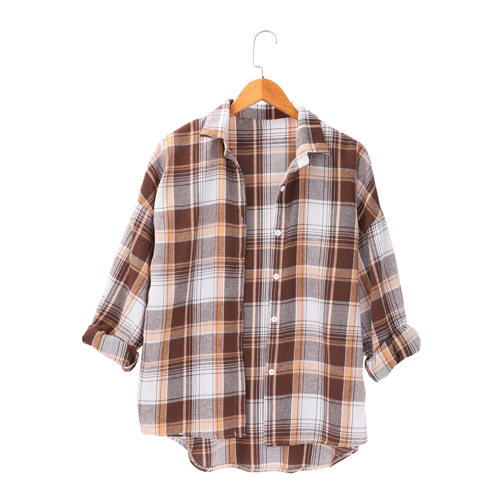Delayuji Women's Button Down Shirt Plaid Checkered Shirt Retro Style — free download
