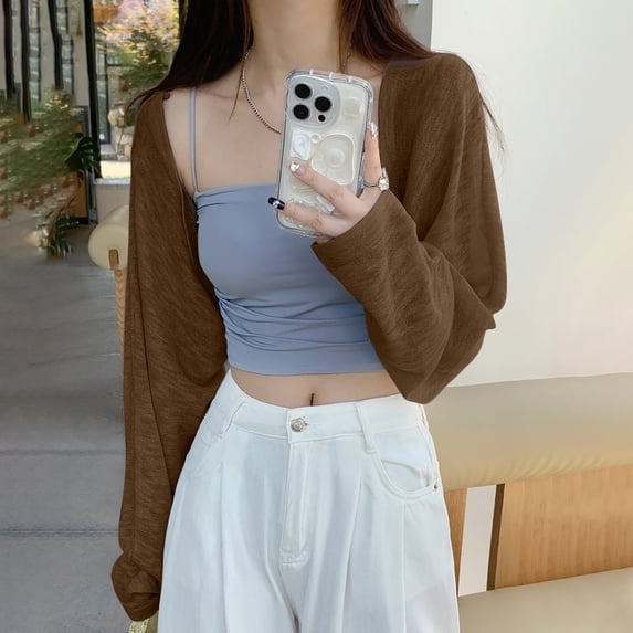 Delayuji Women's Cardigan Sweater Open Front Lightweight Knit V Neck Versatile Cardigan Coat