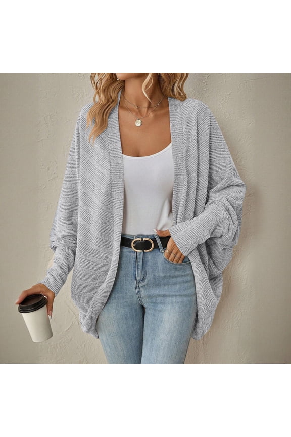 Women's Cardigan Sweaters Oversized Chunky Knit Wrap Batwing Open Front Cardigan Outerwear Coat Spring Fall