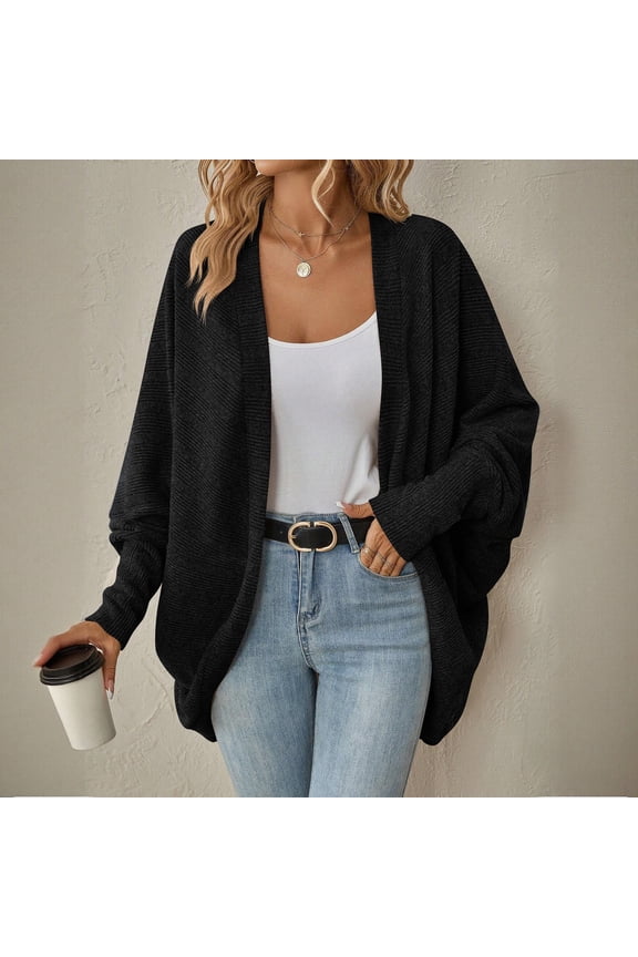 Women's Cardigan Sweaters Oversized Chunky Knit Wrap Batwing Open Front Cardigan Outerwear Coat Spring Fall