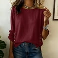 thumbnail image 1 of Delayuji Women's Cotton Linen Shirt Round Neck Long Sleeve Shirt with Button Fashion Solid Color Loose Summer Tops Business Casual Outfits, 1 of 5