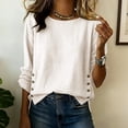 thumbnail image 1 of Delayuji Women's Cotton Linen Shirt Round Neck Long Sleeve Shirt with Button Fashion Solid Color Loose Summer Tops Business Casual Outfits, 1 of 5