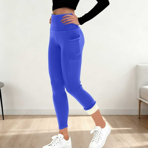 Delayuji Women's Fleece Lined Legging Winter Warm Soft Skin Friendly Comfort High Waisted With Side Pocket
