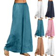 thumbnail image 1 of Delayuji Women's Linen Pant Embroidered Summer Loose Elastic Waist Casual Baggy Pants Wide Leg Pants Plus Size M-4XL, 1 of 7