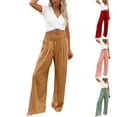 thumbnail image 1 of Delayuji Women's Linen Pants High Waist Wide Leg Pant Loose Fit Wide Leg Casual Beach Pants With Pockets, 1 of 5