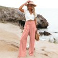 thumbnail image 1 of Delayuji Women's Linen Pants High Waist Wide Leg Pant Loose Fit Wide Leg Casual Beach Pants With Pockets, 1 of 5