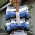thumbnail image 1 of Delayuji Women's Open Front Cardigans Sweater Cute Striped Print Sweaters Crew Neck Button Down Cardigan Spring Trendy Fall Tops Coat, 1 of 1