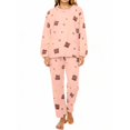 thumbnail image 1 of Delayuji Women's Pajamas Sets Thickened Warm Flannel Set Coral Fleece Long Sleeve Loungewear Cozy 2 Piece Home Clothing Winter Outfits Spring, 1 of 3