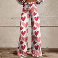 thumbnail image 1 of Delayuji Women's Pants Heart Printed Casual Wide Leg Pants Valentine's Day, 1 of 4