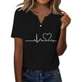 thumbnail image 1 of Delayuji Women's Short Sleeved T Shirt V Neck Top Fashionable Casual Short Sleeved Shirt Black L Polyester,Spandex Short Sleeve Shirts for Women, 1 of 7
