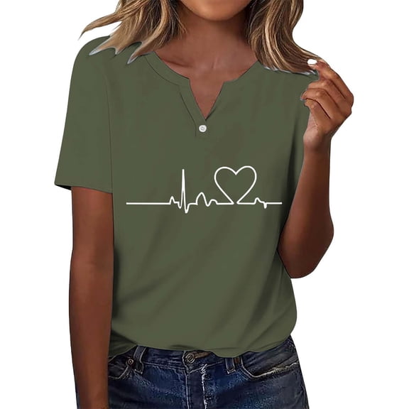 Delayuji Women's Short Sleeved T Shirt V Neck Top Fashionable Casual Short Sleeved Shirt Green Xxxl Polyester,Spandex Short Sleeve Shirts for Women