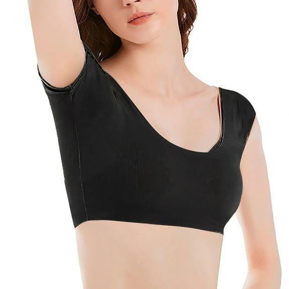 Delayuji Women's Silk Underarm Sweat Proof Breathable Perspiration Super Sweat Absorbent Pad Sweat Proof V Neck Vest Top Undershirt Black