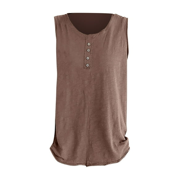 Delayuji Women's Solid Color Undershirt Female Spring and Summer New Loose Thin Retro Sleeveless Tops Versatile Outwear Bottoming Shirt Brown Xl Cotton Spring Tops for Women