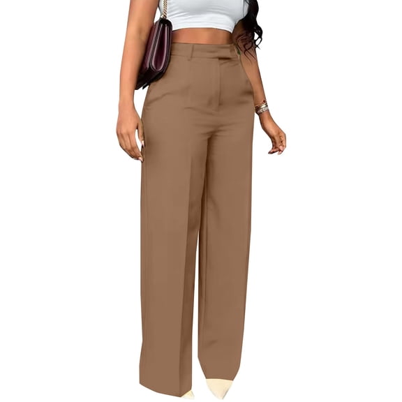 Delayuji Women's Straight Leg Pants High Waisted Flattering Wide Leg Pants Casual Suit Long Pants Business Pants