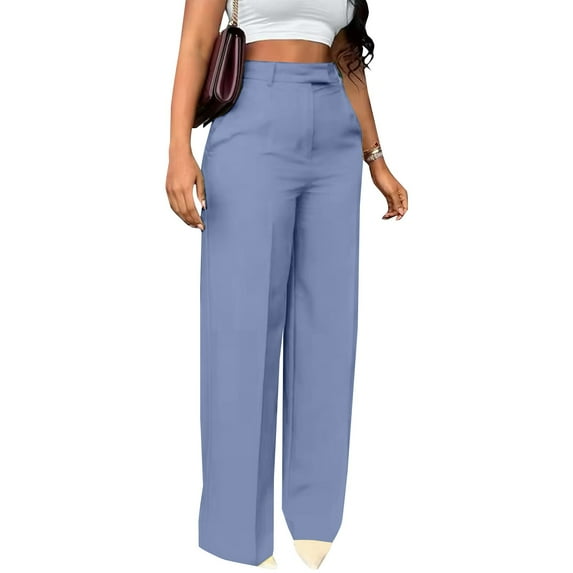 Delayuji Women's Straight Leg Pants High Waisted Flattering Wide Leg Pants Casual Suit Long Pants Business Pants