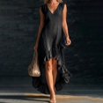 thumbnail image 1 of Delayuji Women's Summer Dress Ruffled Hem Sleeveless V Neck Tank Dress Long Dresses Beach Vacation Dress Wedding Guest Dresses, 1 of 4