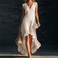thumbnail image 1 of Delayuji Women's Summer Dress Ruffled Hem Sleeveless V Neck Tank Dress Long Dresses Beach Vacation Dress Wedding Guest Dresses, 1 of 4