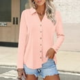 thumbnail image 1 of Delayuji Womens Button Down Shirts Long Sleeve Tops Solid Color Casual Spring Trendy Tops, 1 of 7