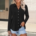 thumbnail image 1 of Delayuji Womens Button Down Shirts Long Sleeve Tops Solid Color Casual Spring Trendy Tops, 1 of 7