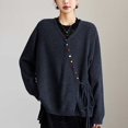 thumbnail image 1 of Delayuji Womens Button Up Cardigan Sweaters Long Sleeve Crew Neck Soft Lightweight Tie up Knit Loose Sweater Tops Spring Outfit L-5XL, 1 of 1