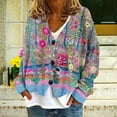 thumbnail image 1 of Delayuji Womens Cardigan Sweater New Abstract Printed Casual Fall Cardigan Coat Spring Trendy, 1 of 1