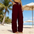 thumbnail image 1 of Delayuji Womens Cargo Pant Fashion Casual High Waisted Elastic Straight Leg Loose Fitting Work Pants with Pockets, 1 of 7