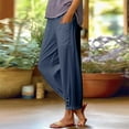 thumbnail image 1 of Delayuji Womens Cotton Linen Pants Summer High Waisted Wide Leg Long Pant Trousers With Pocket Casual Loose Pants, 1 of 7
