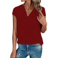 thumbnail image 1 of Delayuji Womens Fashion Tops Short Sleeve Cowl Neck Shirts Trendy 2025 Casual Outfits Ladies Top Blouses Red Xl Polyester,Spandex Short Sleeve Shirts for Women, 1 of 5