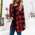 thumbnail image 1 of Delayuji Womens Long Sleeve Cardigan Coat Plaid Cardigan Spring Fashion Checkered Coat Womens Coat M-5XL, 1 of 6