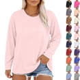 thumbnail image 1 of Delayuji Womens Long Sleeve T Shirts Womens Tops Solid Color Casual Tshirts Loose Fit Basic Tee Spring Fall S-5XL Blue, 1 of 6