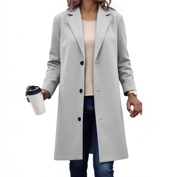 Delayuji Womens Long Wool Coat Double Breasted Trench Button Down Coats Winter Clothes Wool Coat Spring Work Long Wool Coat Overcoat
