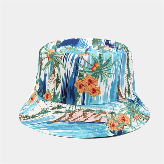 Delayuji Womens Mens Bucket Hat Plant Printed Basin Hat Outdoor Casual Sunshade Hat Sun Hat Visor Unisex Blue One Size