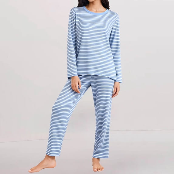 Delayuji Womens Pajamas Sets Winter Warm Underwear O Neck Long Sleeved Tops Pants Home Suit Set Two Piece Set Loungewear XL-8XL