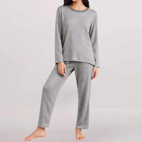 Delayuji Womens Pajamas Sets Winter Warm Underwear O Neck Long Sleeved Tops Pants Home Suit Set Two Piece Set Loungewear XL-8XL