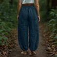 thumbnail image 1 of Delayuji Womens Pant Baggy Elastic Waistband With Patch Pockets Loose Slimming Pants Bloomers Summer Trendy, 1 of 7