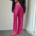 thumbnail image 1 of Delayuji Womens Sequin Pants Wide Leg Pant Elastic High Waisted Glitter Dance Pants Club Party Wear, 1 of 7