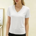 thumbnail image 1 of Delayuji Womens Short Sleeve Tshirt V Neck Casual T Shirts Basic Tee Classic Fit Plain Summer Crop Tops Work Wear M-6XL, 1 of 5