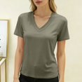 thumbnail image 1 of Delayuji Womens Short Sleeve Tshirt V Neck Casual T Shirts Basic Tee Classic Fit Plain Summer Crop Tops Work Wear M-6XL, 1 of 5