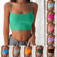 thumbnail image 1 of Delayuji Womens Short Tank Top Fashion Party Soild Color Strap Casual Sleeveless Expose Waist Tunic Tank Tops Green, 1 of 6