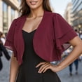thumbnail image 1 of Delayuji Womens Shrug Chiffon Cardigans Double Layer Open Front Short Sleeve Cardigan for Evening Dressy Shawl Chiffon Short Cardigan, 1 of 4
