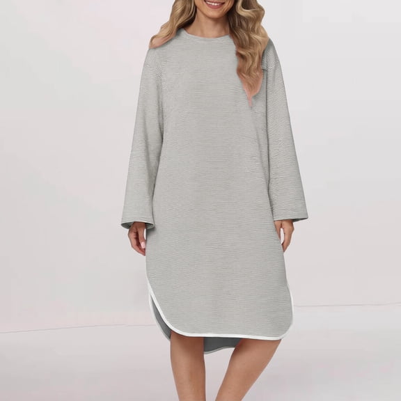 Delayuji Womens Spring Nightgown Flannel Long Sleep Dress Loungewear Home Clothing Sleepshirts