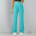 thumbnail image 1 of Delayuji Womens Straight Leg Pants High Waist Wide Leg Pants Button Down Pants With Pockets Yoga Pants, 1 of 4