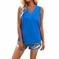 thumbnail image 1 of Delayuji Womens Tank Tops Sleeveless Blouses Business Casual Tank Shirts V Neck Summer Basic Camisole Blue M Nylon,Spandex Spring Tops for Women, 1 of 9