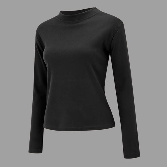 Delayuji Womens Thermal Shirt Long Sleeved Base Layer Winter Warm Solid Color Slim Fit Versatile Inner Shirt For Women