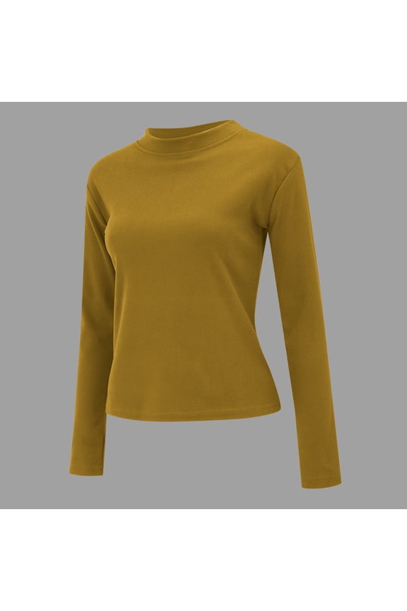 Womens Thermal Shirt Long Sleeved Base Layer Winter Warm Solid Color Slim Fit Versatile Inner Shirt For Women