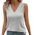 thumbnail image 1 of Delayuji Womens V Neck Sleeveless Sweater Tank Top Spring Casual Sweater Vest Summer Outifts 2025 Gray L Knit Spring Tops for Women, 1 of 4