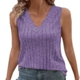 thumbnail image 1 of Delayuji Womens V Neck Sleeveless Sweater Tank Top Spring Casual Sweater Vest Summer Outifts 2025 Purple M Knit Spring Tops for Women, 1 of 4