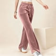 thumbnail image 1 of Delayuji Womens Velvet Pants Women Comfy Womens Velour Flare Pants Casual Wide Leg High Pants Waisted With Pockets, 1 of 7