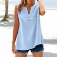 thumbnail image 1 of Delayuji Womens Vest Top Loose Button Sleeveless Shirt Solid Color Casual Women's Shirt Summer Tank Top BU1, 1 of 7